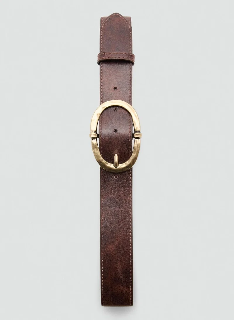 MANGO Textured metal buckle belt